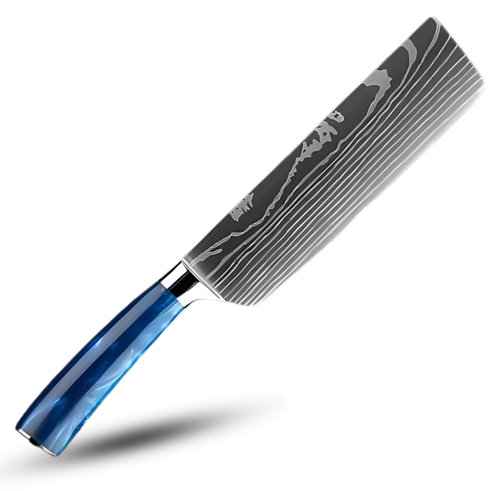 Ocean Blue Japanese Knives -Nakiri - Cleaver Knife 7 inch/17.5 cm - Ozerty