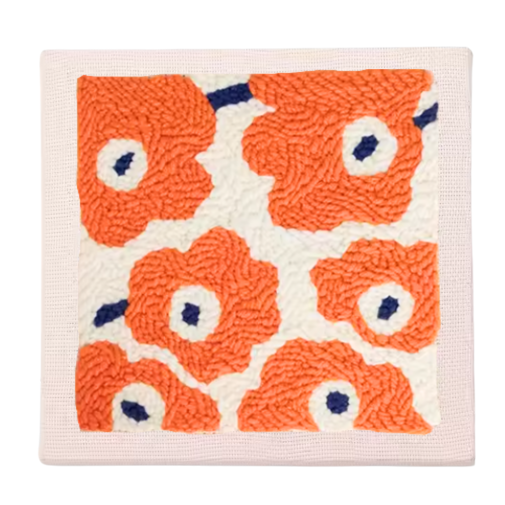 Tranquil Thread Punch Needle Kit -Orange Flowers Kit - Ozerty