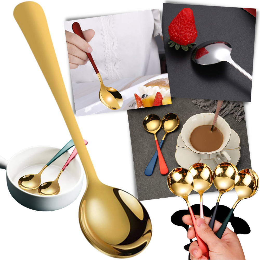 2-Pack Elegant Round Stainless Steel Spoons -